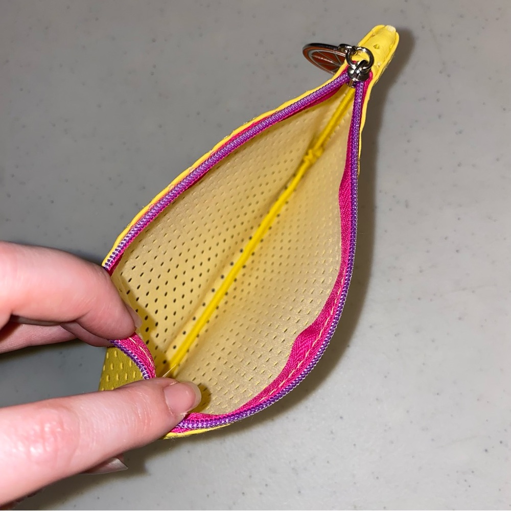 Ipsy Cosmetics Bag Yellow Perforated with Orange Slice Zipper Pull - Picture 3 of 3